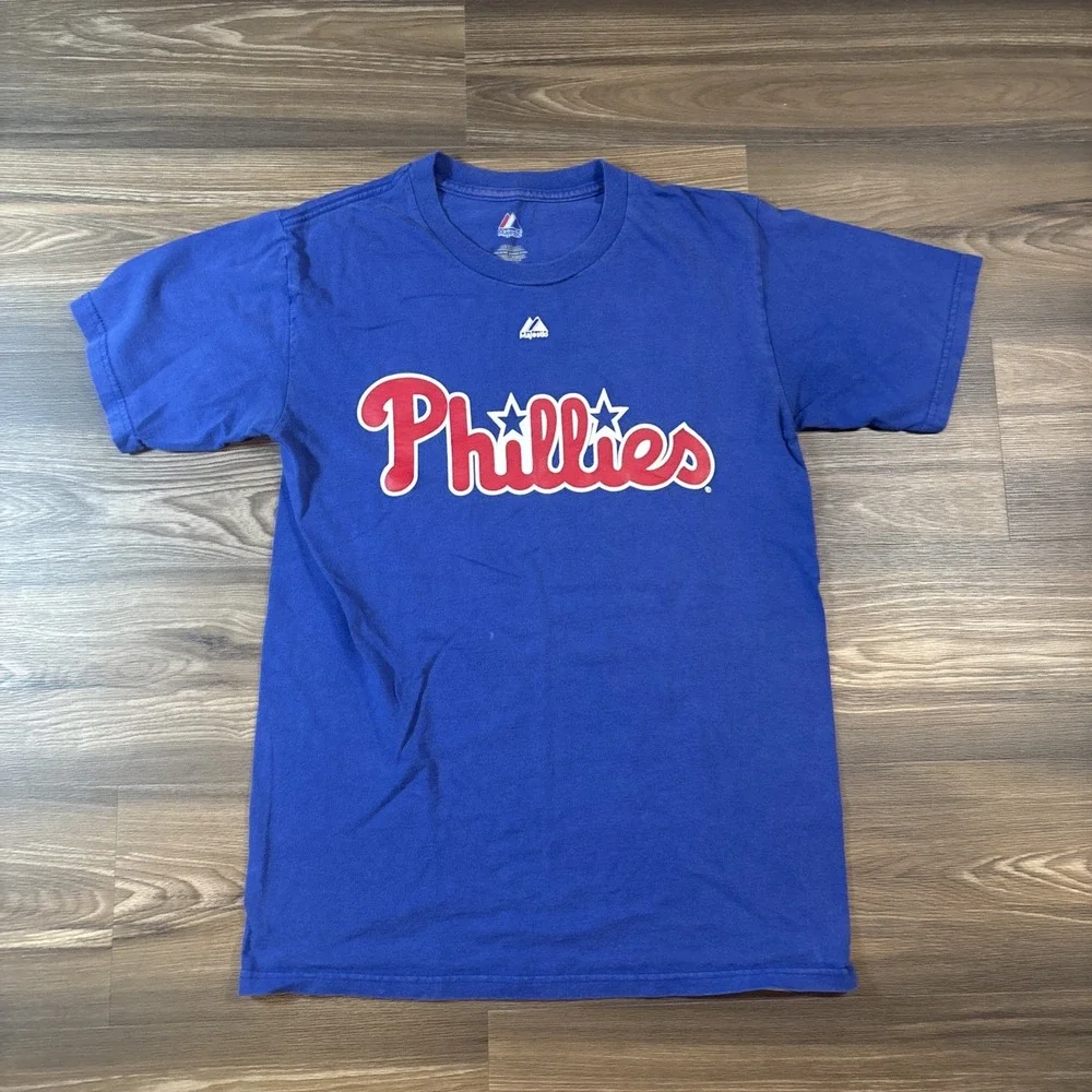 Majestic MLB Philadelphia Phillies Royal Blue Graphic T Shirt